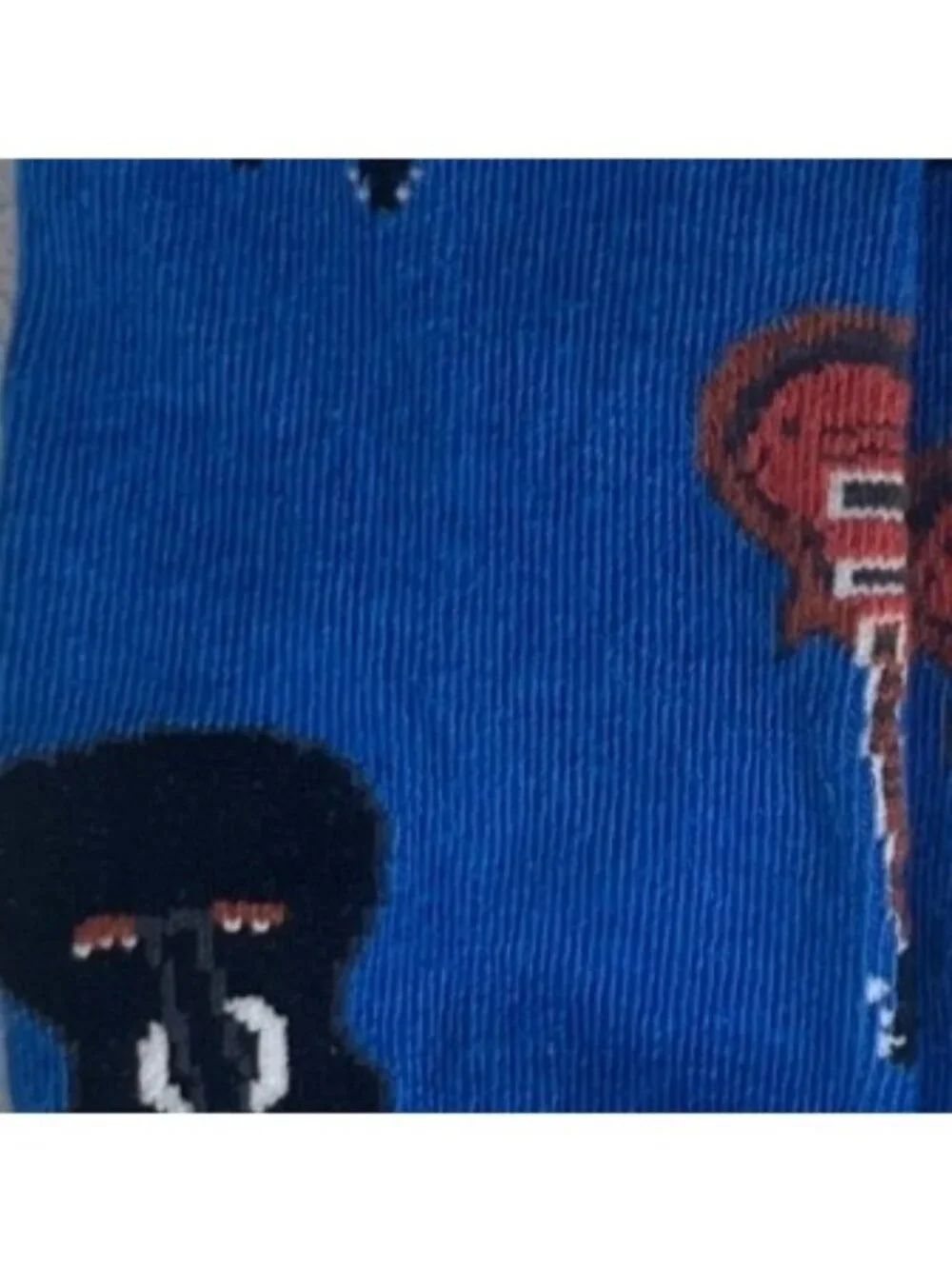 Socks N Socks Guitar Pattern Knee High Socks Blue New Combed Cotton Blend